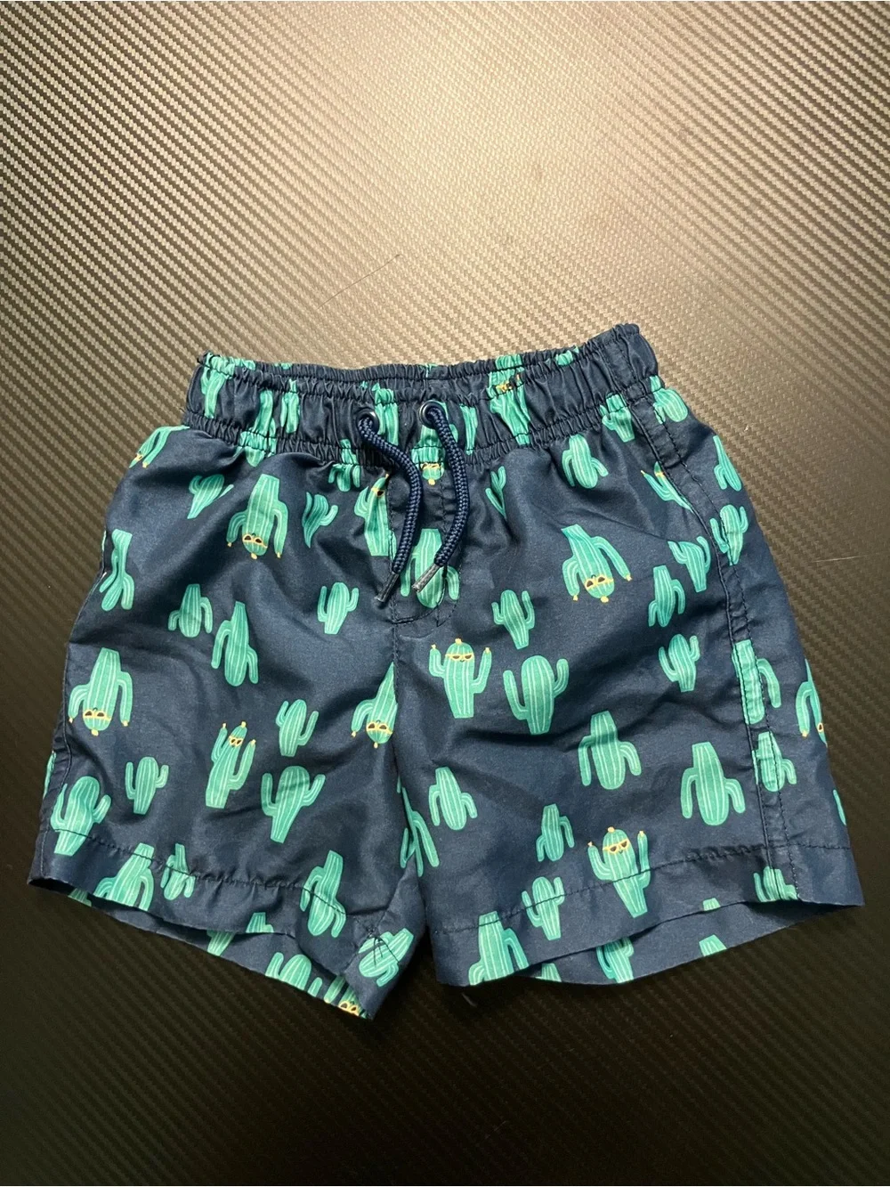 Kids Navy Cactus Print Swim Shorts